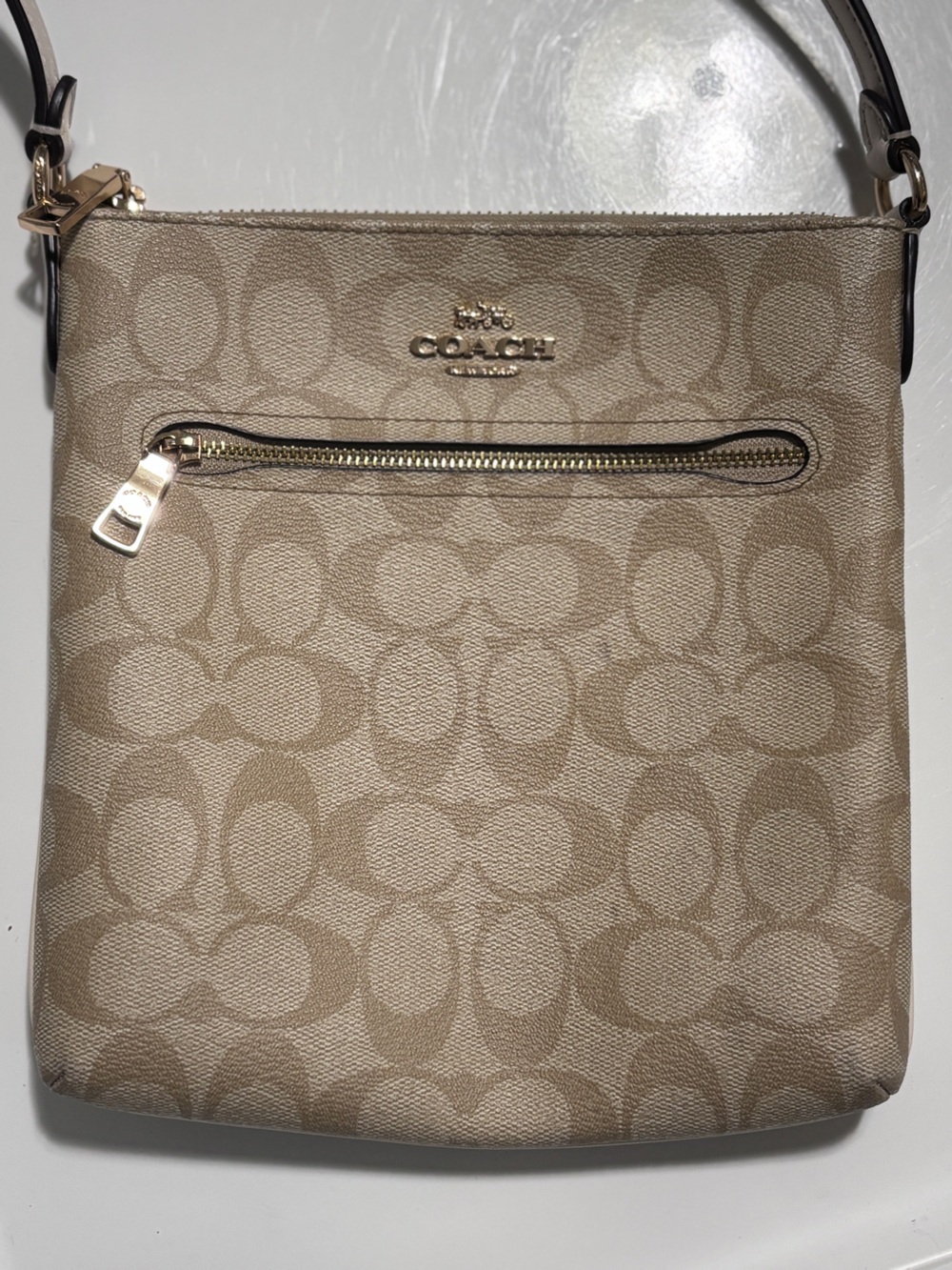 Coach Mini Rowan File Bag CS182 Signature Canvas Crossbody Khaki